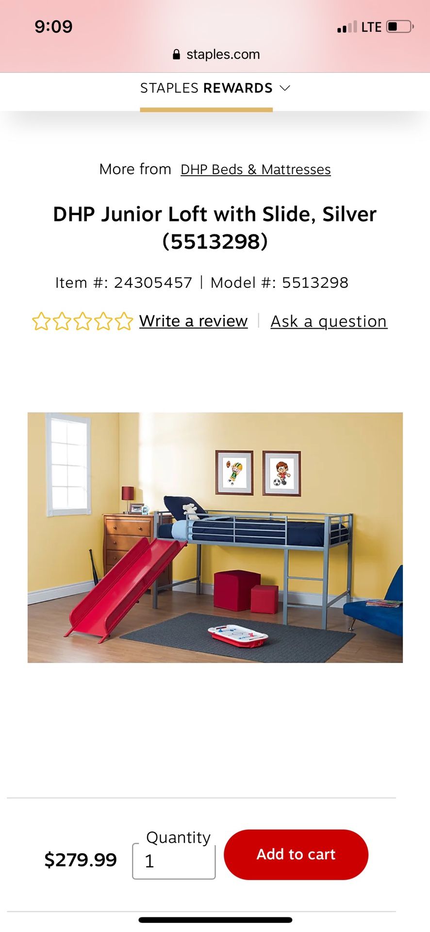 Jr Size Loft Bed with Slide