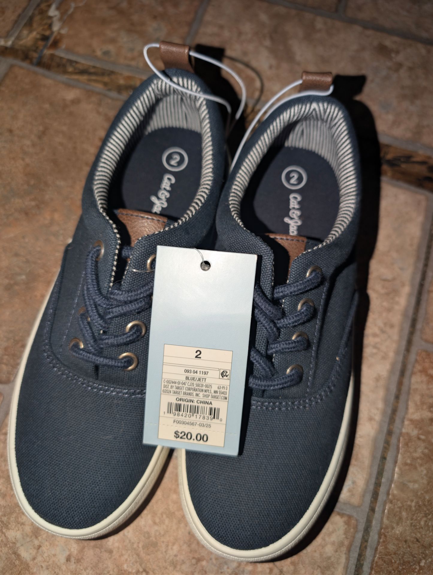 NWT Cat & Jack Boys Blue/Jett Canvas Sneakers - Size 2