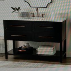 Robertson 48 inch freestanding mahogany, single basin, vanity cabinet, marble top and rectangular Undermount sink