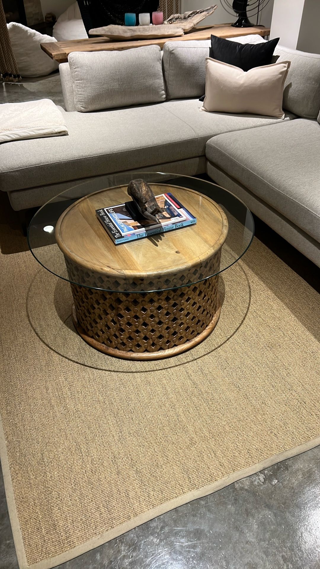 Pier One Coffee Table W/ 36" Glass Top