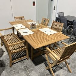 *BRAND NEW* Open Box Rectangular Extended Patio 6 Piece 100% FSC Solid Teak Wood Dining Set