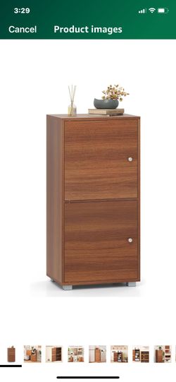 New assembled  2-Cube Bookcase with Doors, Stackable Storage Cabinet with 2 Single Doors, 4 Compartm