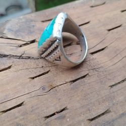 Turquoise, Sterling Silver, Native, Very Old.