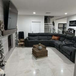 Sectional Couch With 3 Electric Recliners