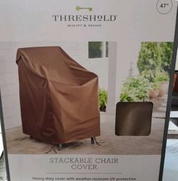 5 of the Threshold Stackable Chair Covers Brown 47x26x34 w/ weather resistant UV Protect.