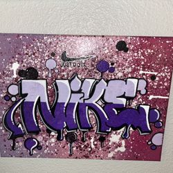 Nike Graffiti style Hand painted Canvas - 12 x 16 in