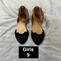 Girls 9 Ballet Kitty Embellishment Flat Shoes 