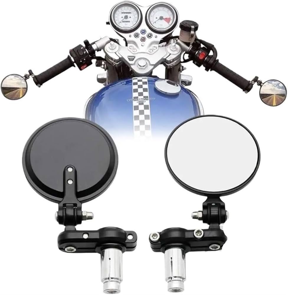 Folding Bar End Motorcycle Rearview Mirrors For Honda Kawasaki Victory & More