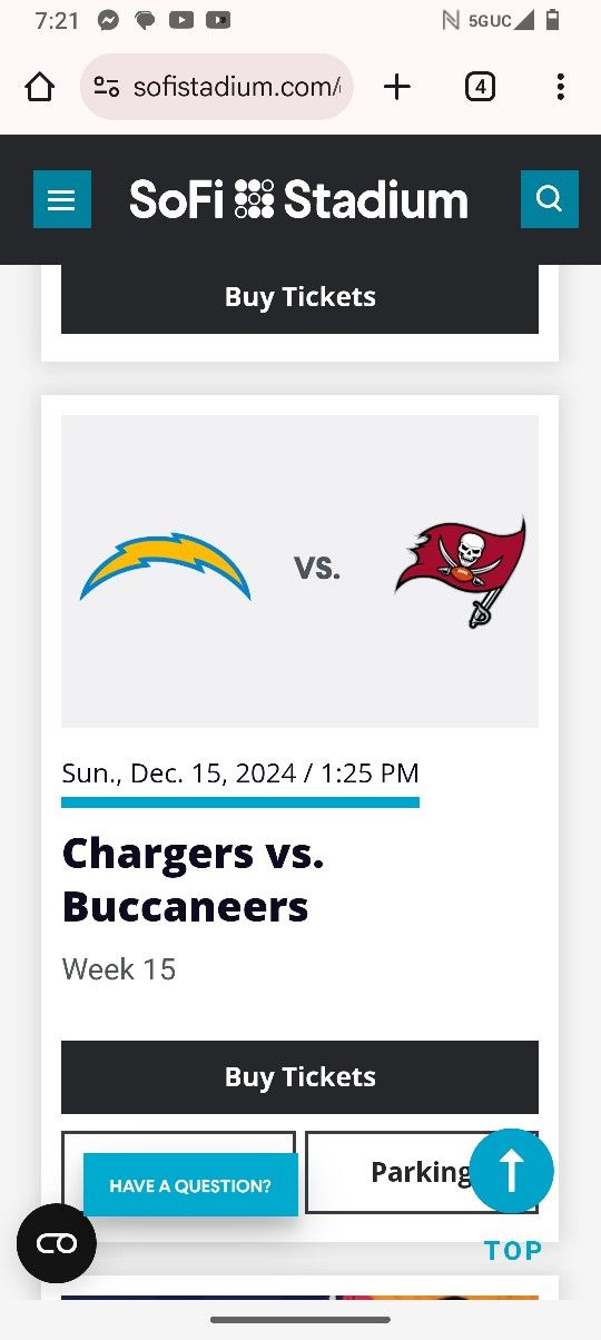 PARKING CHARGERS RAMS INTUIT CLIPPERS