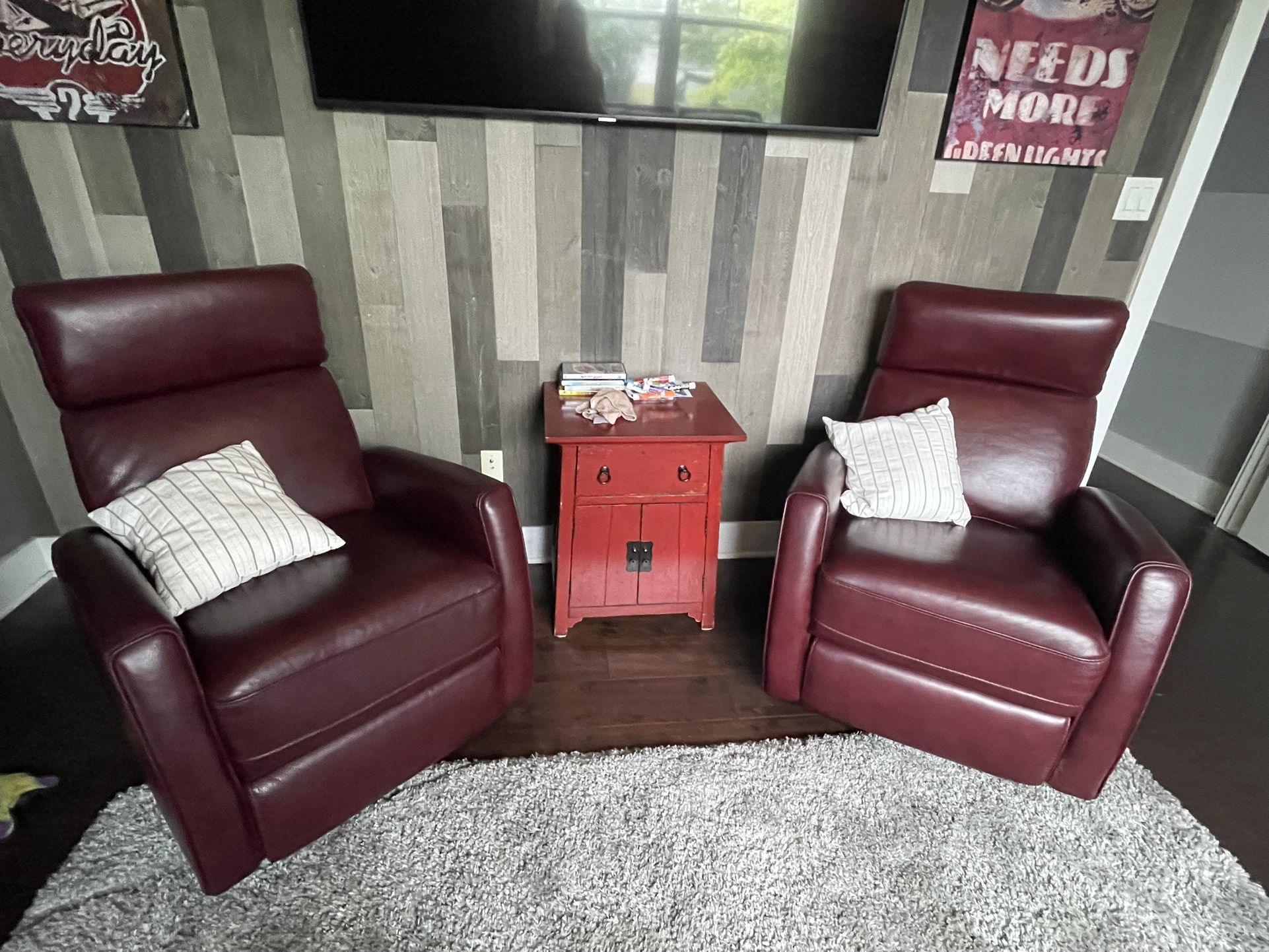2 Maroon Pleather Recliners