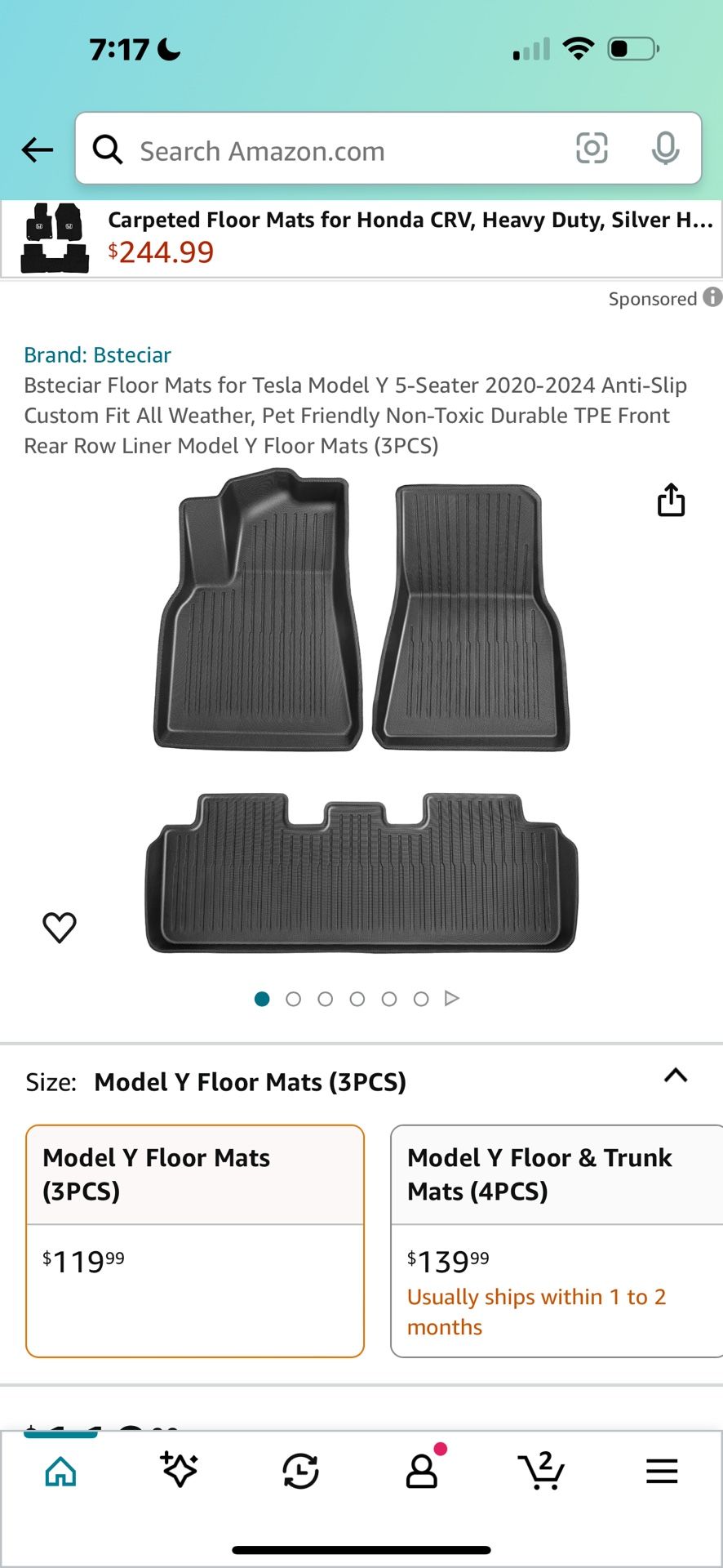 Bsteciar Floor Mats for Tesla Model Y 5-Seater