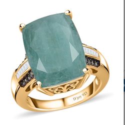 Premium Grandidierite, Natural Champagne & White Diamond Ring - new! 