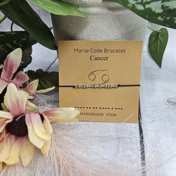 Cancer Morse Code Horoscope Zodiac Letter Card Friendship adjustable Bracelet anklet June 21 to July 22 silver black approximately adjusts from 6.3 in
