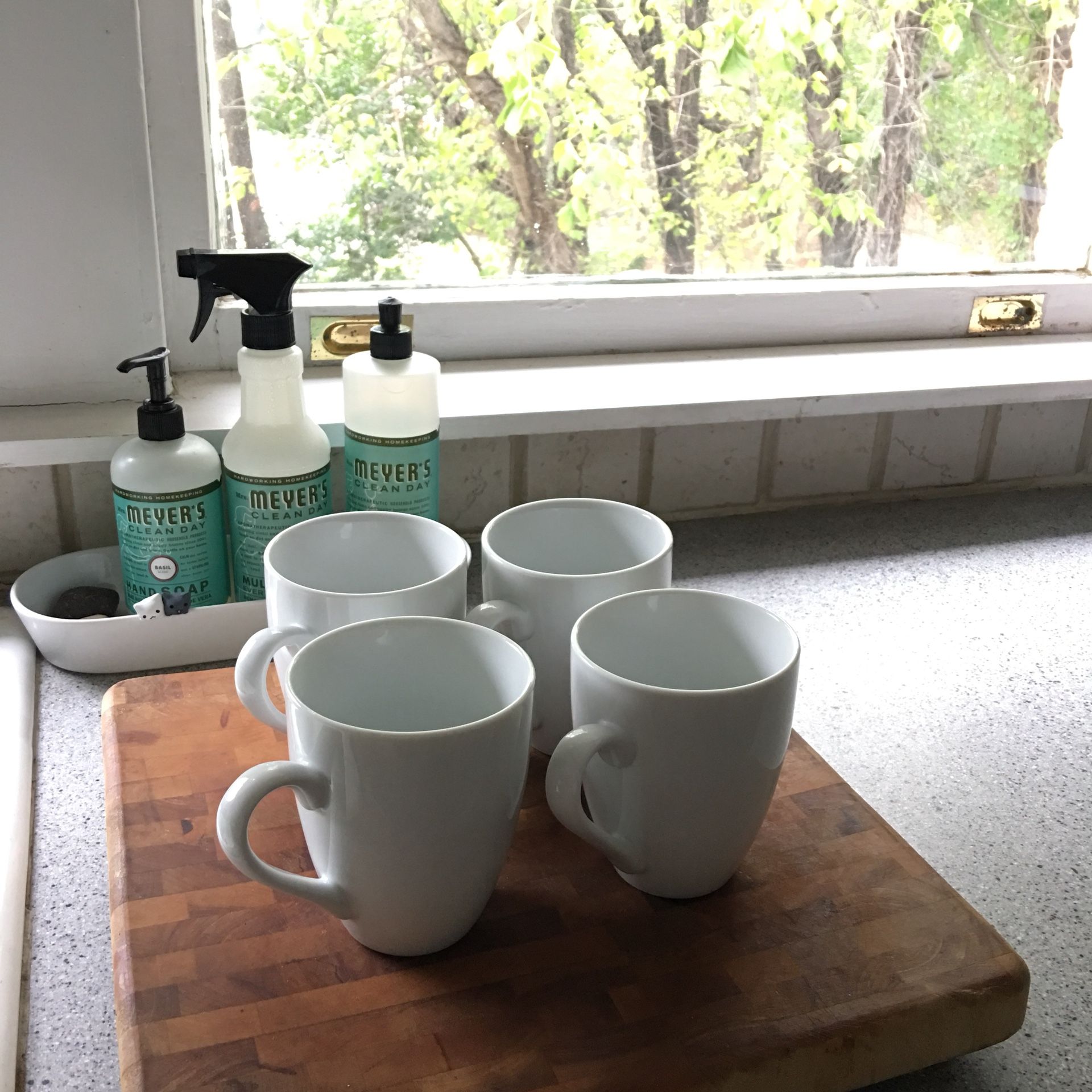 White Porcelain Coffee Mugs, Pier One (Set of 4)