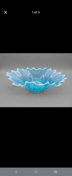 Vintage Fostoria Heirloom Blue Opalescent Centerpiece Bowl