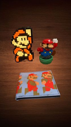 SUPER MÁRIO BROS 30TH ANNIVERSARY AMIIBO FIGURE /CANVAS WALLET / PDP PIXELS LED LIGHT-UP DECOR