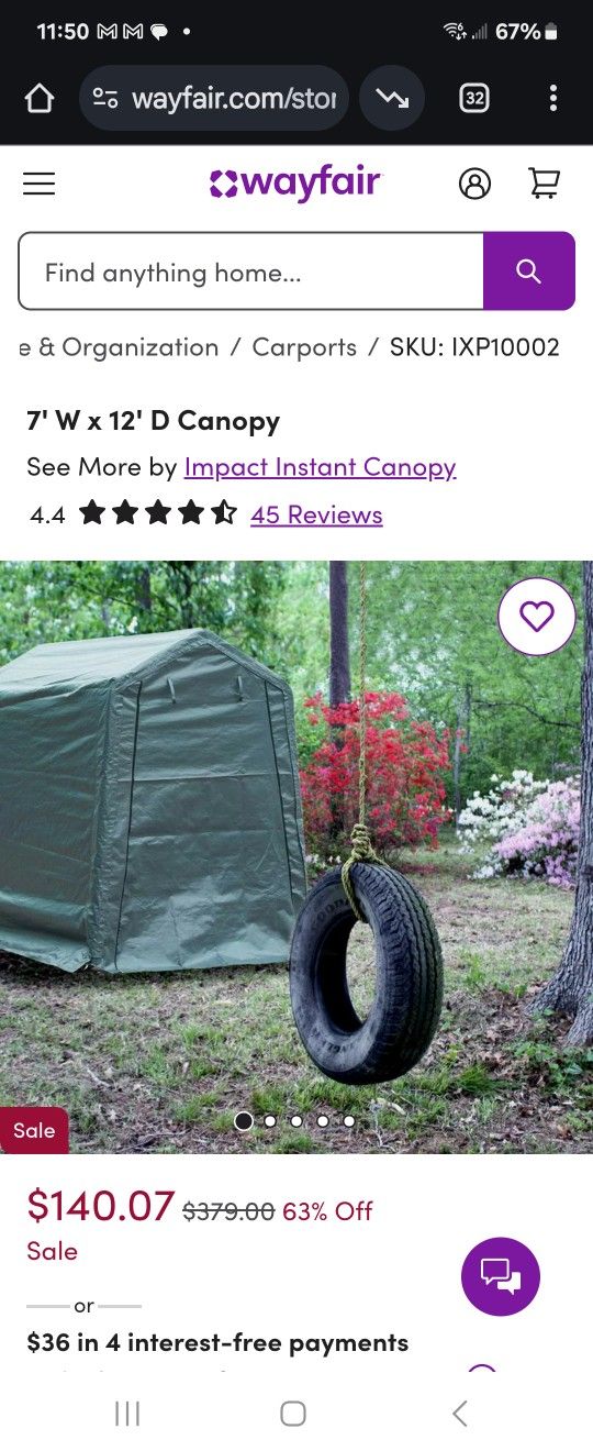 7 X 12 Canopy Storage Shed