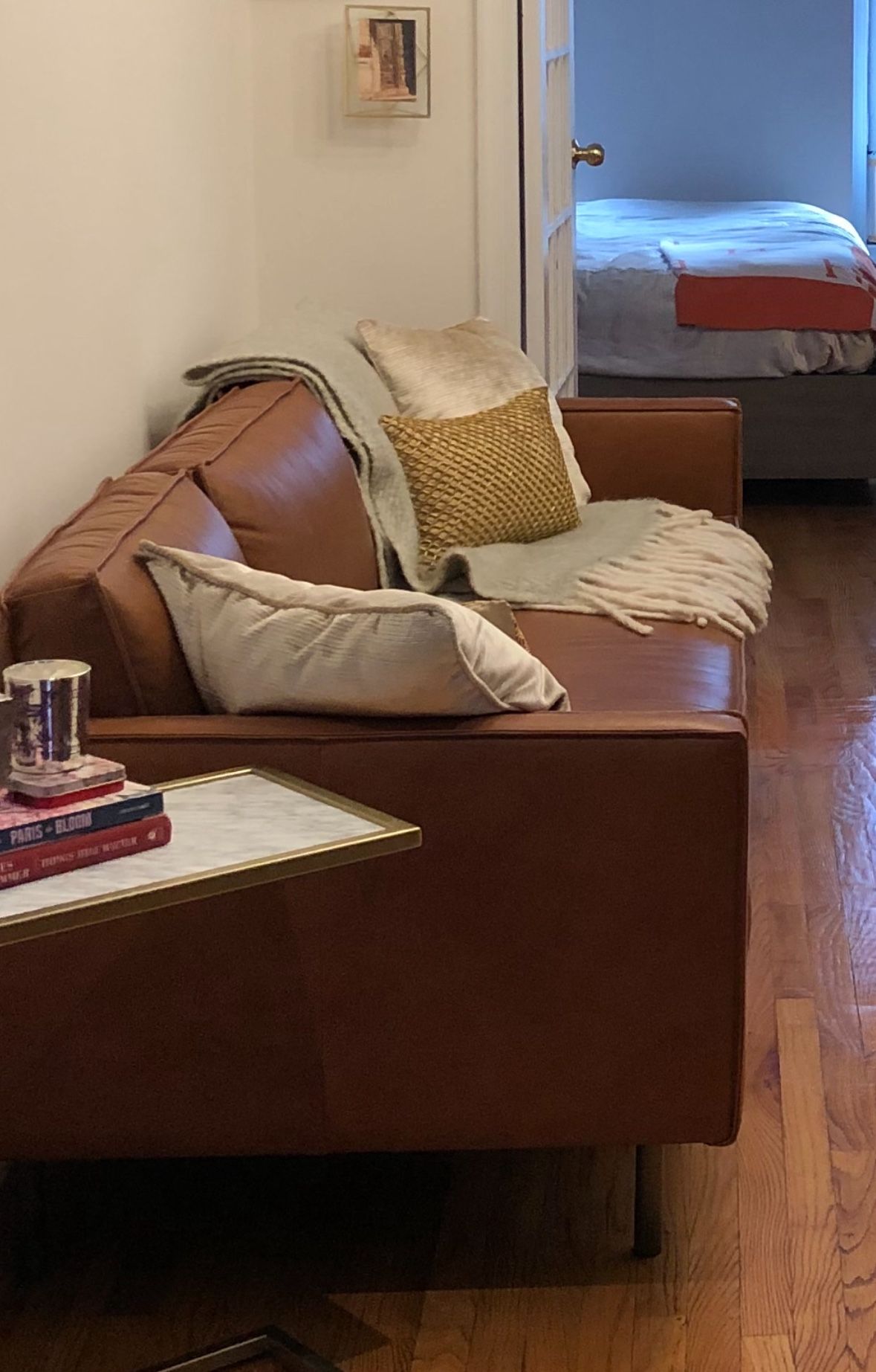West Elm Axel 89” Leather Sofa