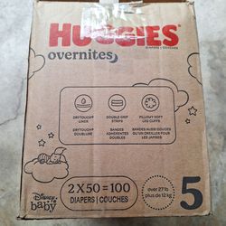 Huggies Diapers Size 5, Count 100. $40