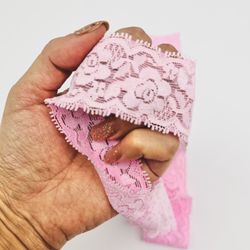 Pink lace elastic, light lilac lace elastic trim