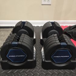 Pro form adjustable dumbell up to 50 pounds