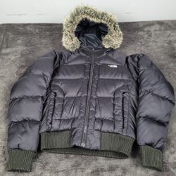 The North Face Black 550 Down Puffer Bomber Hooded Jacket Small 