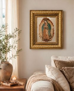 Virgen De Guadalupe CUADRO 9"x11" Our Lady Gudalupe Cushioned Frame Acojinado picture mary