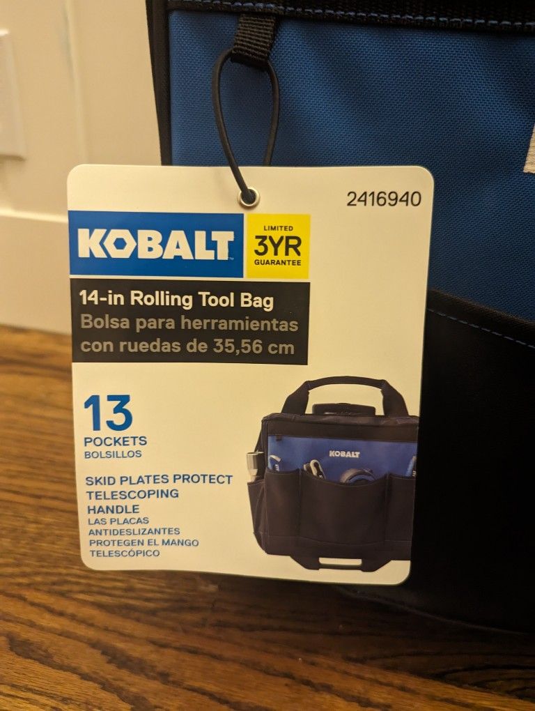 NEW with Tags Kobalt Rolling Tool Bag (reg. $80)