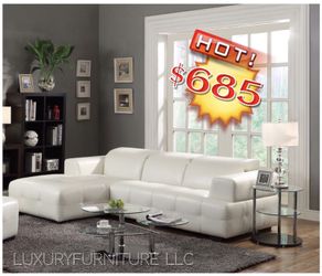 New white bonded leather sofa sectional