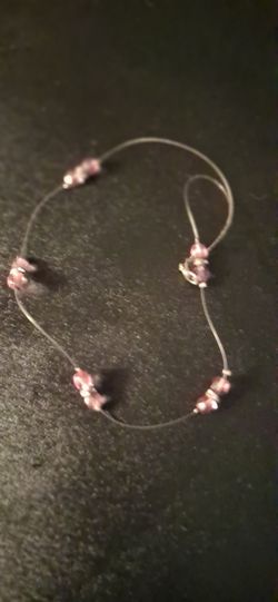 Pink Beaded Illusion Cord Necklace