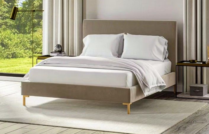 Saatva Queen Size Bed Frame Natural Linen