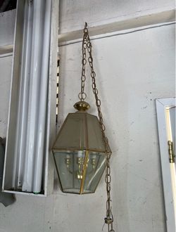 Brass and Glass Lantern Pendant Light