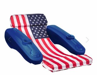 XtremepowerUS American Flag Floating Pool Lounge Chair w/ Cup Holders