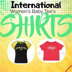 International Womens baby tee's sizes S/M/L