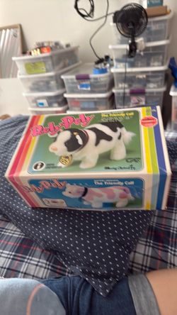 Vintage Roly-Poly The Friendly Calf AS SEEN IN BABY EINSTEIN Iwaya Japan Cow Box