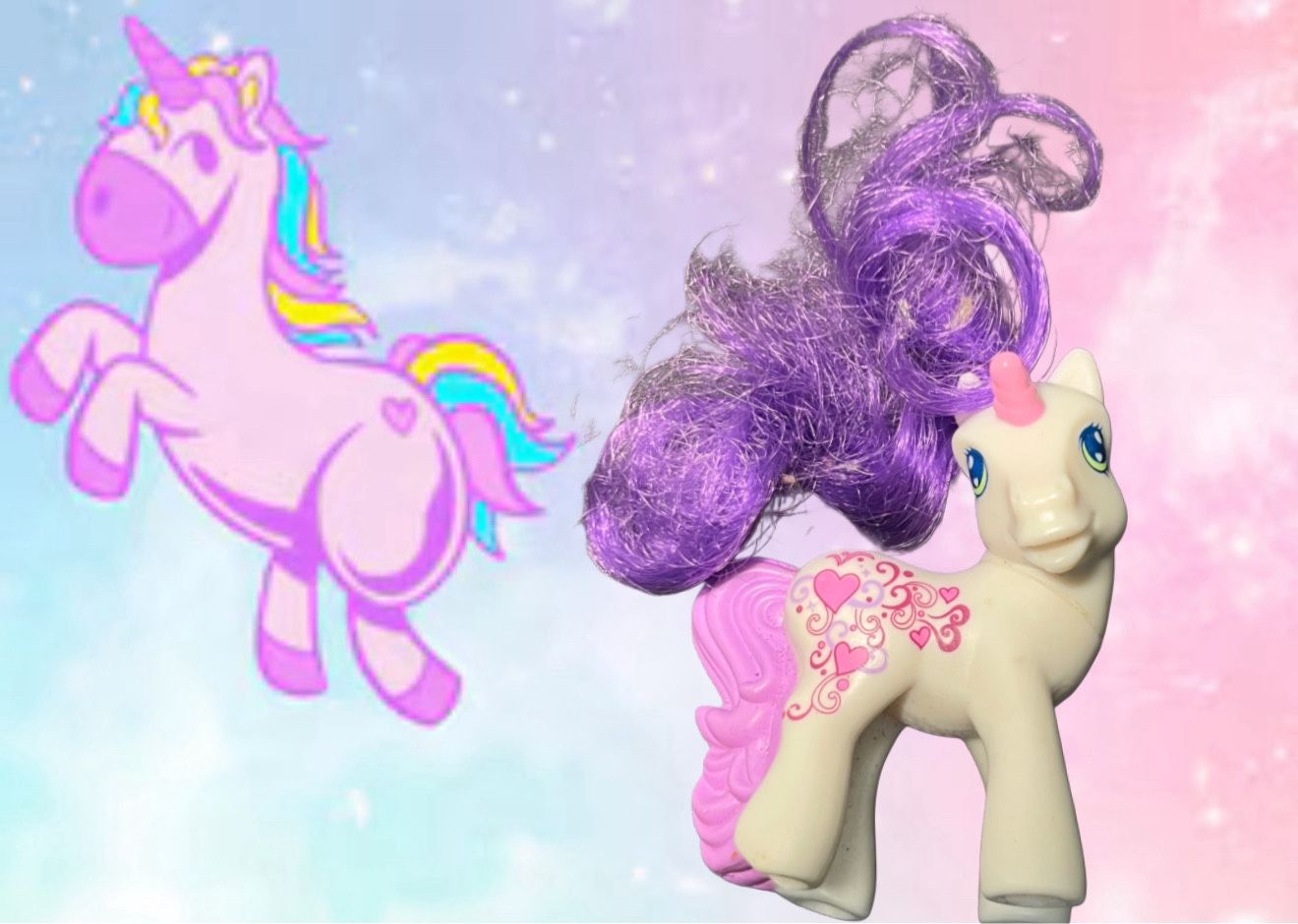 Hasbro McDonald’s 2008 My Little Pony G3 White Unicorn Toy With Purple Hair, 3”