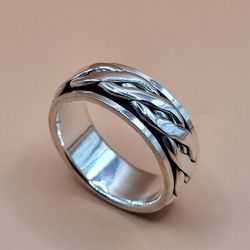 925 Silver Braided Band Ring Size 9