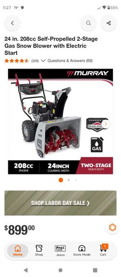 New Murray 24". 208cc 2 stage gas snowblower