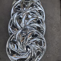 15” chrome hubcaps 4 pcs rim covers set scratched see pictures polveras platos de carro tapas de rin