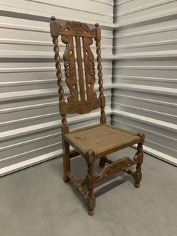 Antique Highly Carved Oak Side Chair