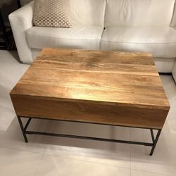 West Elm Modern Industrial Pop-Up Coffee Table With Storage