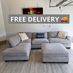 Large gray, Costco sectional couch free delivery
