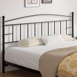 VECELO Metal King Headboard, Arching Lines Design - 42.91 Inches Tall, Easy To Assemble, Modern Farmhouse Style Steel Headboard For Bedroom - Black