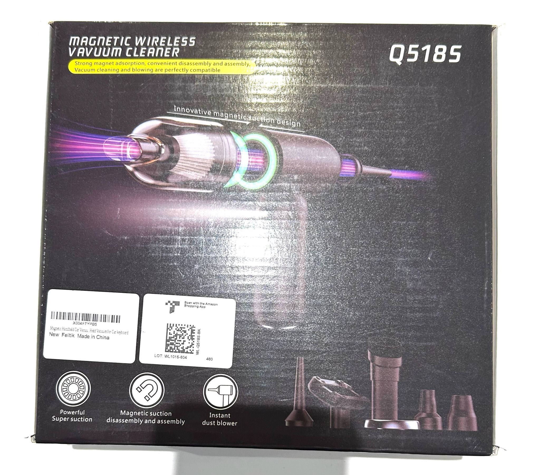 NEW! Wireless Magnetic Vacuum Cleaner with Suction Power Dust Blower LED Light