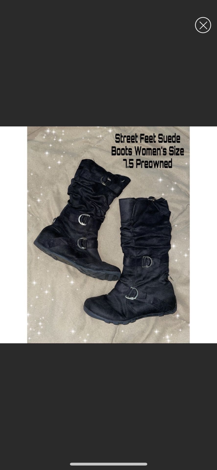 Street Feet Suede Boots Size 7.5 Women’s Black