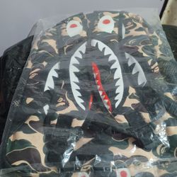 Shark Green Camo Backpacks Travel Laptop Daypack School Bags For Teens Men Women
