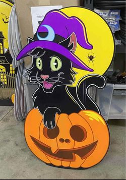 3.5 ft Pumpkin Cat Coroplast Halloween sign $5 each