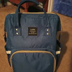 New Designer Style Baby Diaper Backpack w/ Gold Zippers - Blue