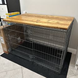 Dog Crate (Large) W/ Wood Shelf Top
