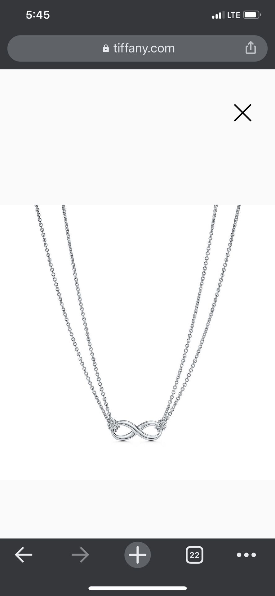 NWOT Tiffany &co infinity dbl necklace $300 retail